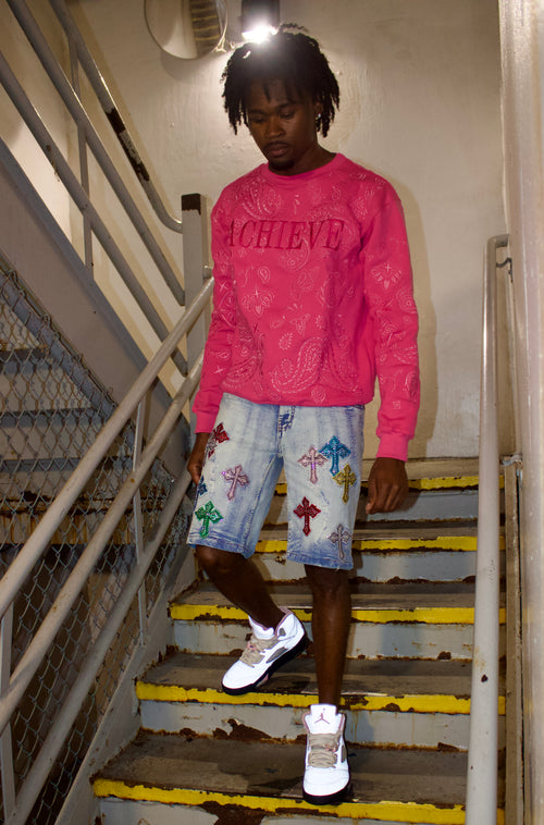 ACHIEVE Pink Paisley Crewneck