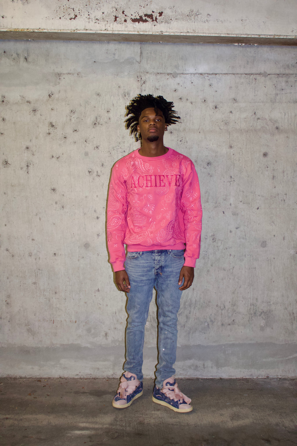 ACHIEVE Pink Paisley Crewneck
